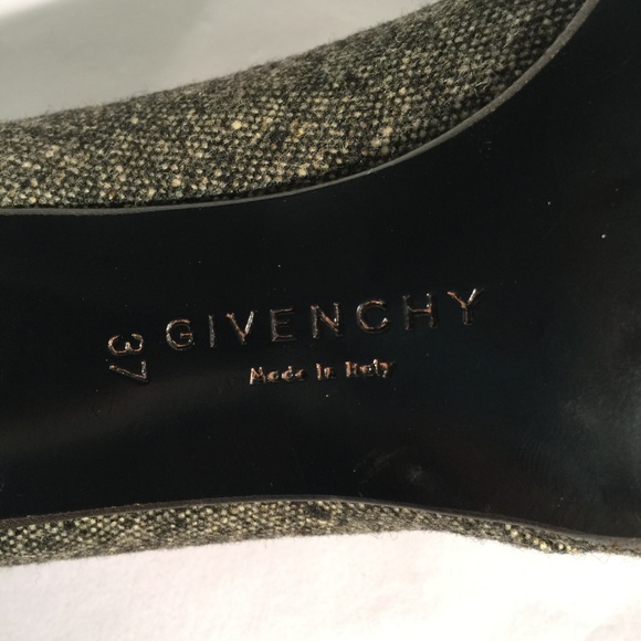 New GIVENCHY Tweed & Leather Heels Pumps NWOB Square Toe - Picture 6 of 8